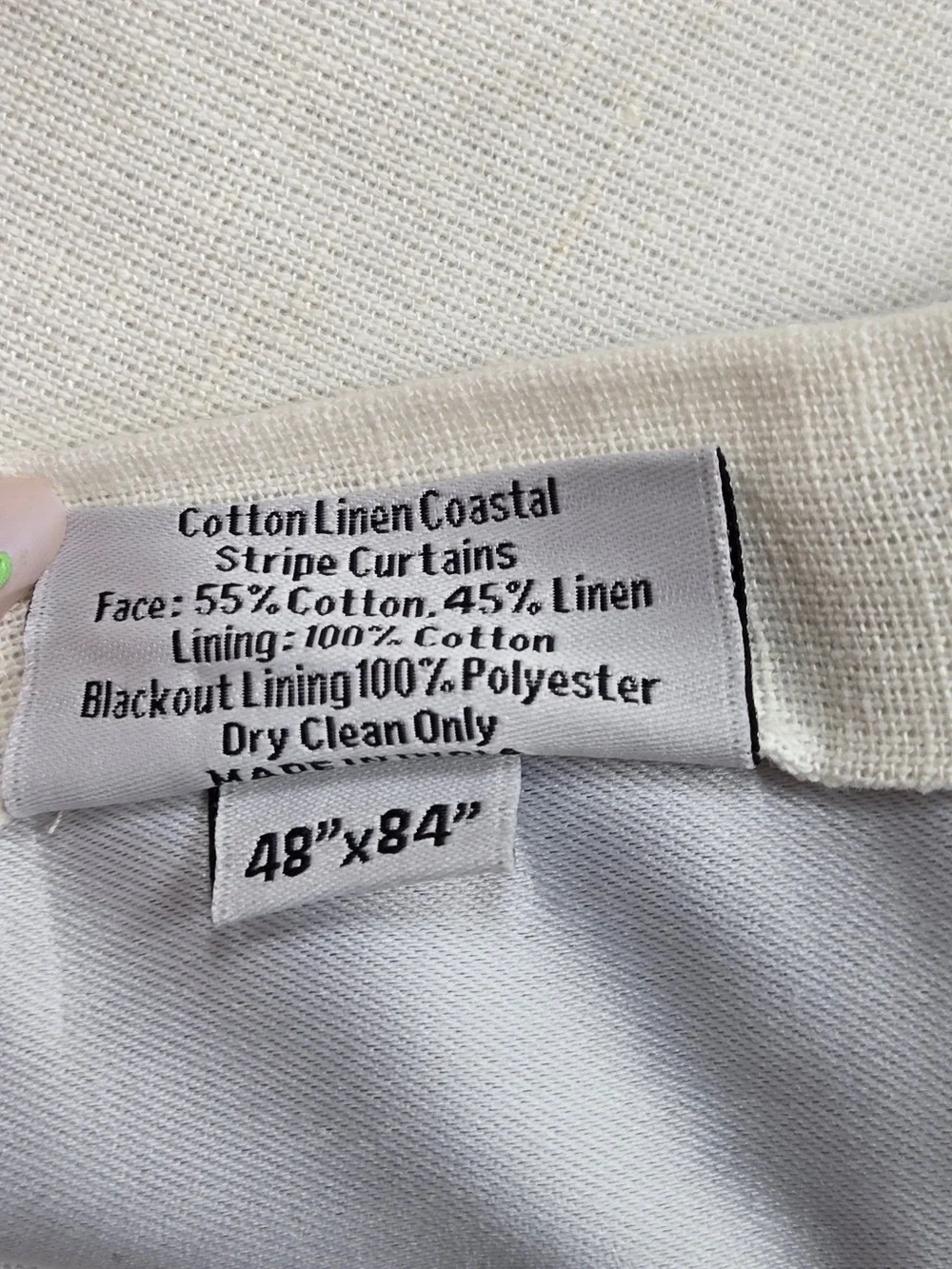 NWT QUINCE Set 2 48x84 Coastal Stripe Linen Cotton True Blackout Curtains 9199